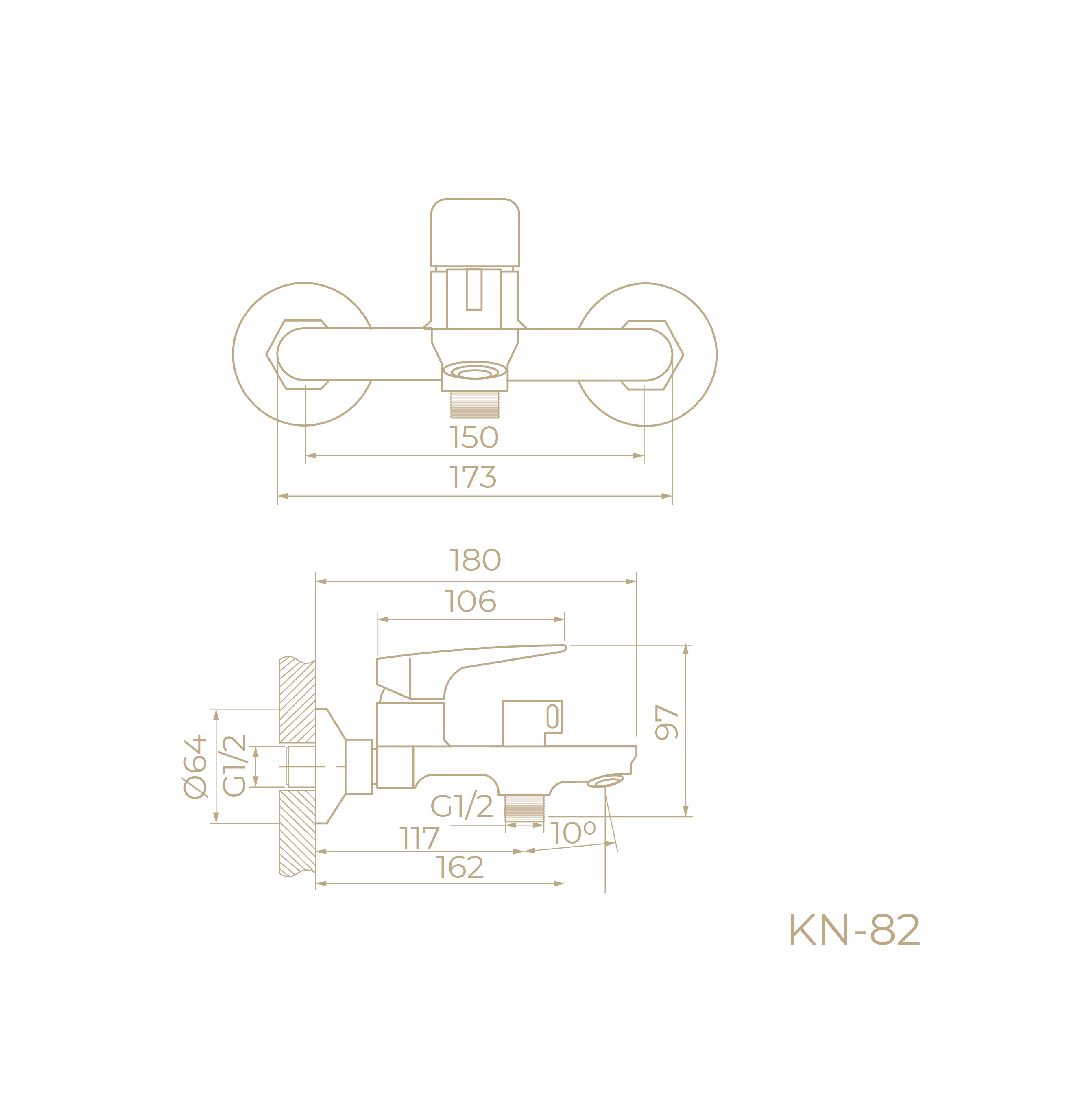 Смеситель для ванны с душем KN-82